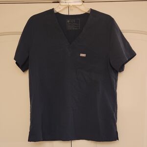 Figs Women's Navy Short Sleeve V-Neck Tee